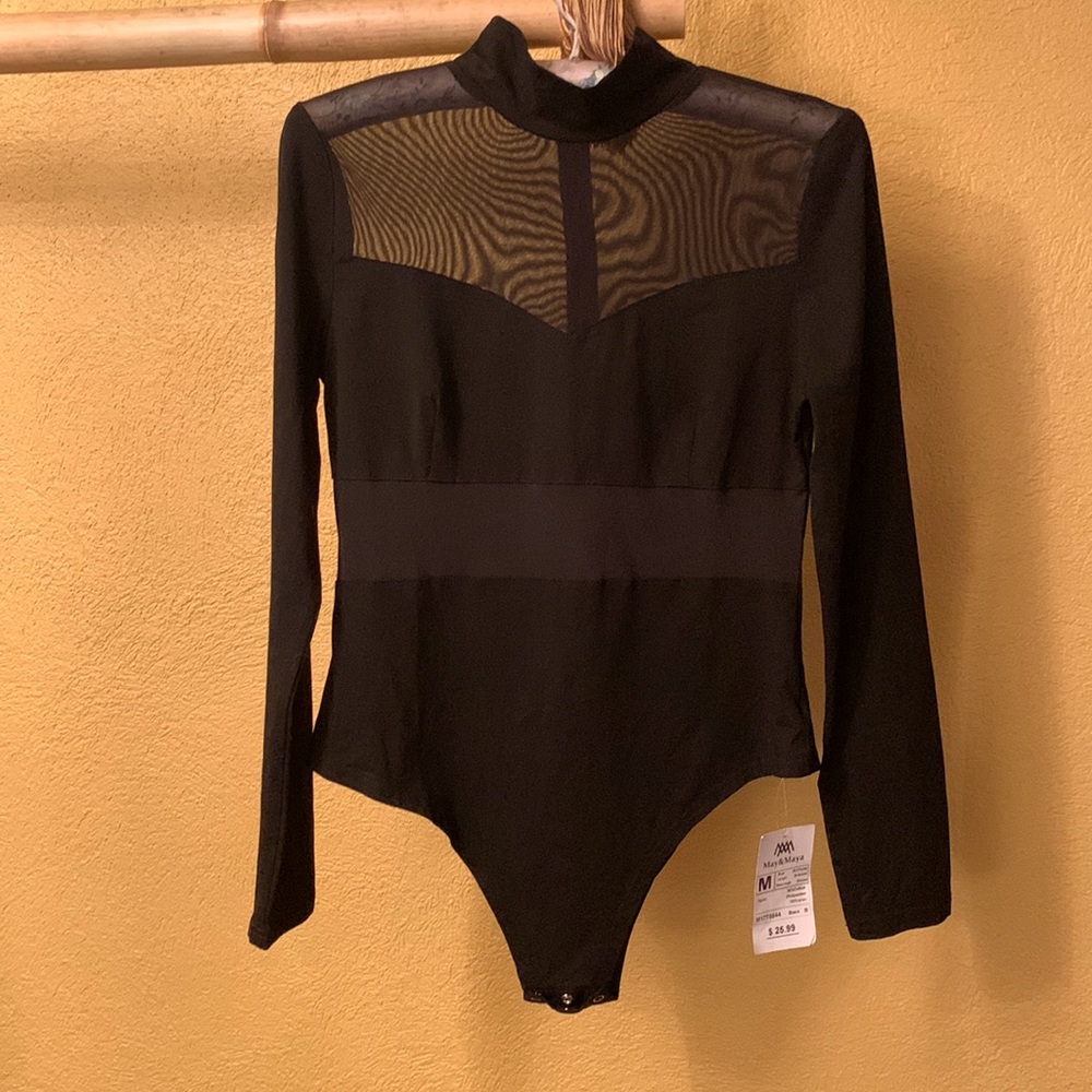 Body Suit with Mesh Panels, Size Medium, NWT